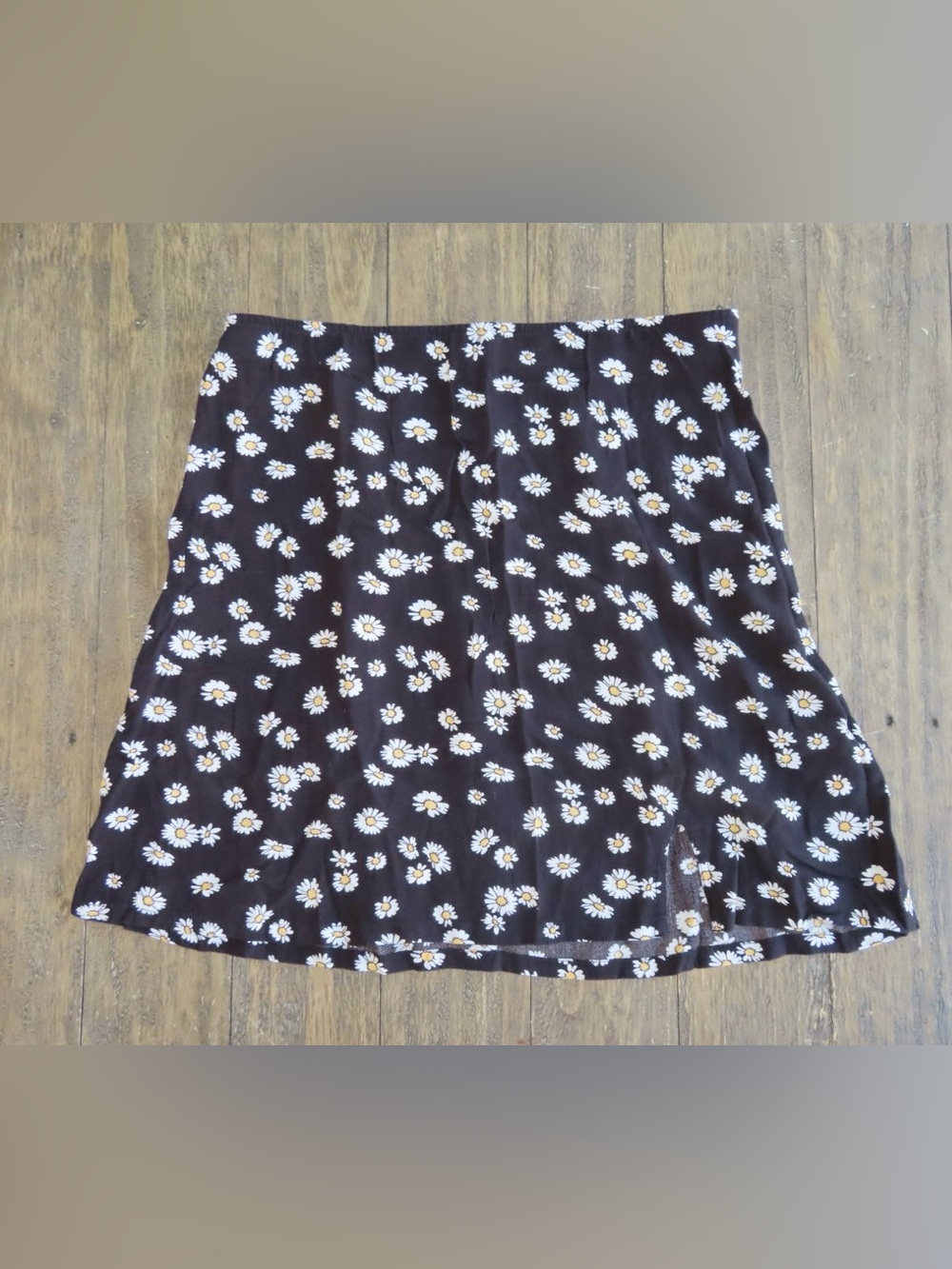 Hollister Black Daisy Print Skirt with Yellow Centers